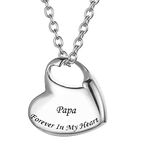 Daesar Urn Pendant Heart Necklace Stainless Steel with Engraving Name, Silver Chain 60 cm Ash Chain Memorial Necklace, stainless steel