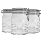 Bormioli Rocco Officina 1825 Glass Storage Jar with Airtight Clip Lid - 750ml - Pack of 3