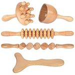 Wood Therapy Massage Tools 5-in-1 Lymphatic Drainage Massager Professional Maderoterapia Kit Wooden Massager Body Sculpting Tools for Muscle Pain Relief, Anti-Cellulite, Body Contouring and Shaping