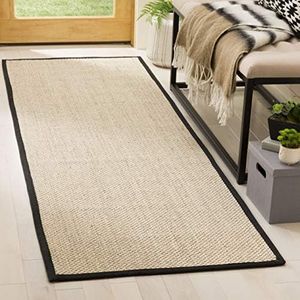 (0.6m x 3.7m, Marble/Black) - Safavieh Natural Fibre 0.6m X 3.7m Power Loomed Sisal Rug