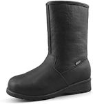 Comfy Moda Waterproof Winter Boots for Women, Cold Weather Snow Boots Fur Lined Insulated Ice Gripper Mid Calf Alaska Black Leather Size 11