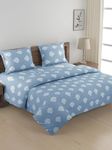 Swayam Zinnia Collection Premium Cotton 250 TC Abstarct Print Bed in A Bag Set with Comforter, Bedsheet & 2 Pillow Cover Set - Sky Blue