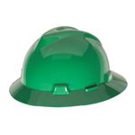 MSA 10058323 V-Gard Full-Brim Hard Hat with 1-Touch Suspension | Polyethylene Shell, Superior Impact Protection, Self Adjusting Crown Straps - Standard Size in Green
