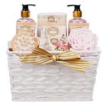 Invero 9 Piece Large Relaxing British Rose Body & Bath Spa Basket Gift Set - Includes all Bathing Essentials Complete with Large Basket and a Bow