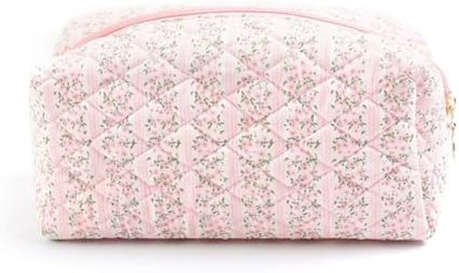 Makeup Bag Quilted Cosmetic Bag Floral Large Pouch Coquette Toiletry Bag Travel