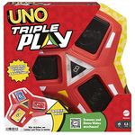 UNO Triple Play Card Game with Card-Holder Unit with Lights & Sounds & 112 Cards, Kid, Teen & Adult Game Night Gift Ages 7 Years & Older, HCC21