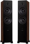 Fluance Ai81 Elite Powered 2-Way Floorstanding Tower Speakers, 150W Built-in Amplifier for 2.0 Stereo Music & Movie Listening, TV, Turntable, PC & Bluetooth - 2x RCA, Optical, Sub Out (Natural Walnut)