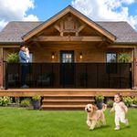 276" Retractable Baby Gate, 52" Tall Retractable Dog Gate for Stairs, Doorways, Decks, Garage, Dual Locks Extra Wide Baby Gate Pet Gate for Indoor, Outdoor, with Reinforced Mesh Rods (Black)