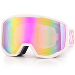 Ski Goggles Snowboard for Men Women, OTG Anti Fog UV Protection Snow Goggles (Pink)