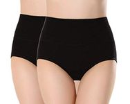 Ritu Creation Women's Cotton Spandex Seamless High Waist Panty (Pack of 2),Free Size,Black