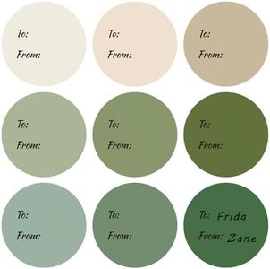 Whaline 315Pcs Sage Green Nude Gift Tag Sticker to and from Present Sticker 2.5 Inch Gradient Green Self-Adhesive Blank Name Labels 9 Color Paper Decal Gift Tags for One Lucky Duck Party Favor