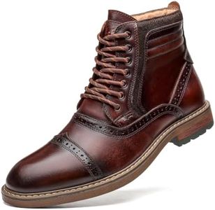 Arkbird Leather Oxfords, Stylish and Comfort Chelsea Ankle Boots with Zipper Brownish 8