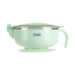 Hopop Baby Feeding Bowl | Stay Warm Stainless Steel Feeding Bowl with Suction Base & Snap on Lid | BPA Free Bowl for Baby Food | Food Remains Warm | Easy Grip Handle | Green