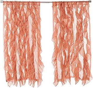 Sweet Home Collection - SHRPNL-63-SPCE-2PK Sheer Voile Vertical Ruffled Window Curtain Panel 50" x 63", 63" x 50", Spice, 2 Piece