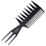 Fine Lines - 3 in 1 Styling Comb - Hair Detangling and Shower Comb Great for Afro, Wet or Curly Hair | Thick Plastic Black antistatic comb