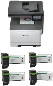 Lexmark CX532adwe Color Laser Wireless All-in-One (50M7040) Bundle with 75M10K0 Blk 3K Yield Toner, 75M10C0 Cyan 2K Yield Toner, 75M10M0 Magenta 2K Yield Toner, 75M10Y0 Yellow 2K Yield Toner