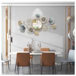 MIYUEWU Large Decorative Wall Mirrors for Living Room,Creative Metal Ginkgo Biloba Wall-Mounted Mirror Wall Decor Mirror for Entrance Bedroom,A,94 * 52cm