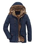 APTRO Mens Coats Winter Padded Jacket Warm Overcoat Thick Thermal Outwear with Hood Vintage Coat XY029 Blue M