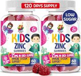 Zinc Gummies for Kids - Chewable Zinc Gummy Supplement for Children Immune Support - Low Sugar Natural Antioxidant Non-GMO Zinc Vitamin Chewables for Toddlers & Teens