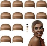 Dreamlover 12 Pack Stocking Wig Caps, Brown