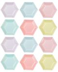 Talking Tables Pack of 12 (18cm) Disposable Hexagon Shaped Coloured Paper Plates Party Birthday Wedding Baby Shower Wedding Anniversary, Pastelplates