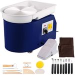 VEVOR Electric Ceramic Machine 0-300r/min Ceramic Wheel Machine 28cm Turntable Size Ceramic Training Machine for Beginner and Lover Ceramic Creation Blue
