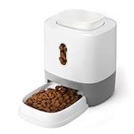 Belle Vous Slow Pet Feeder/Pet Food Dispenser - Dog/Cat Food Dispenser Slow Feeder with Window - 0.5L Dog Feeder/Cat Feeder for Dry Food - White/Grey
