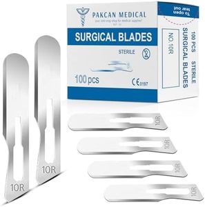 PakCan 100 pcs #10R Dermaplaning Scalpel Blades 0.7 mm Extra Wide Sterile Blades Carbon Steel - Individually Wrapped Pack of 100 Blades (#10R Blades (100 Qty))