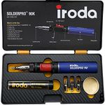 Portable Cordless Soldering Iron - IRODA SOLDERPRO 90K Multi-Purpose 3-in-1 25-80W Pro Butane Soldering Iron Kit - Self-Igniting & Adjustable Flame Professional Tool for DIY & Electronics Repair