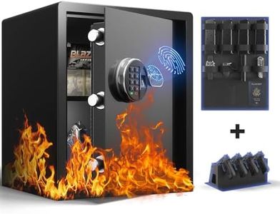 Grimtron Fire Biometric Gun Safe - (1.71 cu. ft.) Coffre Fort - Gun Organizer Fireproof Safe Safe Box with Silent Mode, Backlit Keypad and LED Light