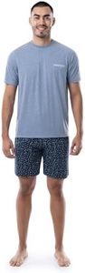 Wrangler Men's Jersey Top and Micro-Sanded Cotton Shorts Pajama Sleep Set, Faded Denim/Navy, X-Large