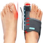 Tenicore 1 Pair Bunion Correctors for Women Men Big Toe, Adjustable Bunion Splint with 10° Angle Bar, Bunion Pads for Bunion Relief, Toe Straightener with Double Non-slip Strap for Day Night Support