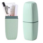 Travel Toothbrush Cup Case,Toothbrush Holder with Cover Travel Toothbrush Containers Portable Toothpaste Storage Toothbrush Case and Carrier for Camping School Business Trip Bathroom (Light Blue)