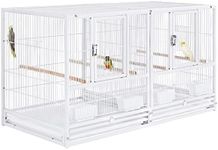 Yaheetech Stackable Divided Breeder Bird Cage Parakeet Cage for Small Parrots Canaries Cockatiels Lovebirds Finches Budgies, White