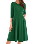 GRACE KARIN Women's Summer Elegant Midi Dress 3/4 Sleeve Formal A Line Wedding Guest Dresses Vintage 1920s S Dark Green S -7