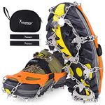 SYOURSELF Crampons Ice Cleats,24 Spikes Ice Cleats Crampons for Winter Boots Women Men Anti-Slip Crampons Hiking Traction Cleats for Ice and Snow Walking Ice Fishing Mountaineering Running Jogging