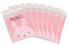 TREXEE Self Adhesive Guddy Bags Party Favor Bags Cookie Bags Chocolate Pouches Birthday Party Return Gift Bags (Pack of 100/Pink)