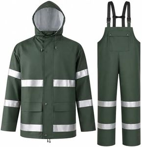 VUVEA Rain Suit For Men & Women Waterproof Heavy Duty Rain Gear Reflective Jacket & Bib Pants for Fishing Outdoor Work Raincoats