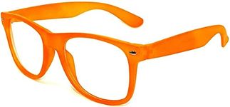 Classic Vintage Sunglasses with Clear Lens Orange Frame Uv Protection OWL