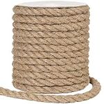 12mm Hemp Rope, 33 Feet Thick Garden Rope Jute Twine String for Cat Scratcher, Gardening, Bundling and Wall Hanging Craft Decorative (Brown)