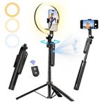 70.9" Auto Face Tracking Tripod 360° Rotation with 10" Ring Light, Phone Tripod & Selfie Stick with Remote for Cell Phone 4"-7", Motion Sensor Phone Tripod for Tiktok Live Stream Vlog Video Recording