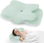 Cervical Neck Pillow Memory Foam Contour Pillows for Neck and Shoulder Pain, Ergonomic Orthopedic Sleeping Support Pillow for Side Sleepers, Back and Stomach Sleepers (Green)