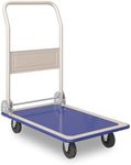 Push Cart Dolly, Moving Platform Hand Truck with 360 Degree Swivel Wheels, Heavy Duty Foldable Rolling Tool cart with 286.6lbs Load Weight Capacity for Loading and Storage, Blue