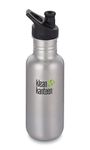 Klean Kanteen Classic Stainless Steel Single Wall Non-Insulated Water Bottle with Sport Cap, 18-Ounce, Brushed Stainless - 18oz (1003075)