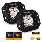 BEAMPLUS+ Flush Mount LED Pods,5inch Amber White flush mount Led Light Bar 42W 4200Lm,Combo Off Road Driving Lights for Pickup Trucks ATV UTV 4x4 SUV 12V-24V IP68 black (TP7-2121-5)