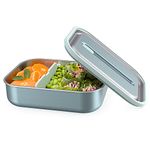 Bentgo® MicroSteel® Leak-Proof Lunch Box - Microwave-Safe, Oven-Safe, Bento-Style Container with Removable Divider, Airtight Lid, Sustainable Design, Odor & Stain Resistant (Aqua)