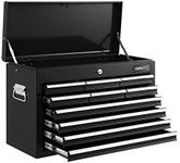 Giantz 10 Drawers Tool Box Chest, Lockable Toolbox Tools Storage Cabinet Garage Ute Organiser Boxes, 75kg Capacity Metal Steel with Non-Slip Liners Sturdy Handles Black