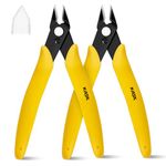 KATA 2-Pack Micro Wire Cutter, Precison Electronics Flush Cutter and Side Cutting Pliers for Electronics, Jewelry, Model Kits, Yellow