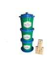 Omega Biocomposter Bin Set/Indoor Compost bin for converting Kitchen Food Waste into Rich Plant Compost/ 22 Litre bin with 3 Bricks of 900 GMS Each