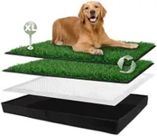 HQ4US 4LEGS Foldable Dog Litter Box with Artificial Grass Pads, Extra Large Liner Base (44'34') for Balcony Potty Training